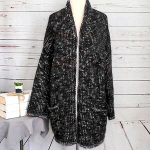 Express Black Multicolored‎ Wool Alpaca Long Cozy Cardigan One Size